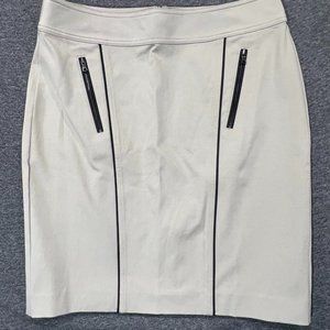 Ann Taylor Cream Pencil Skirt with Black Accents